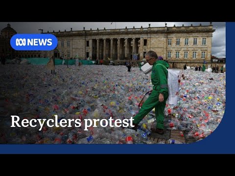 YouTube video thumbnail: Recyclers in Colombia Protest for Better Work Conditions 