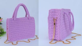 WOW! How to Crochet a Stylish Bag with T-Shirt Yarn – Beginner-Friendly Tutorial