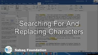 Searching for and Replacing Characters