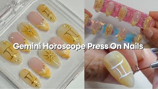 GEMINI HOROSCOPE NAILS ♊️ how to make press on nails step-by-step *isolated chrome + aura design*