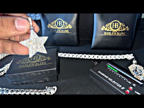 Harlembling Unboxing 14mm Cuban Bracelet/Moissanite Star Pendent (Diamond Tester)