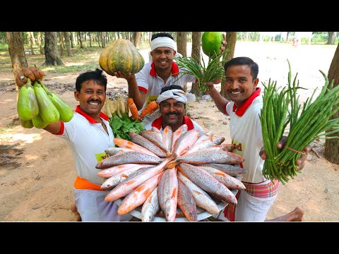 Sea special big size vola fish curry cooking for village people | vola vetki fish curry recipe