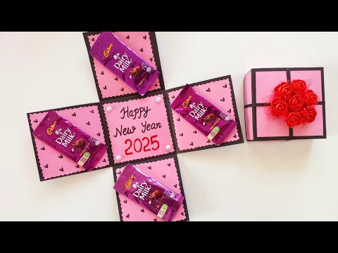 DIY Happy New Year Greeting Card / How to make Chocolate Explosion Box for new year / Explosion Box