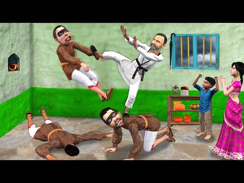 Garib Karate Wala Grandpa Vs Thief Fight Khoob Pittai Hindi Kahaniya Hindi Moral Stories Funny Video