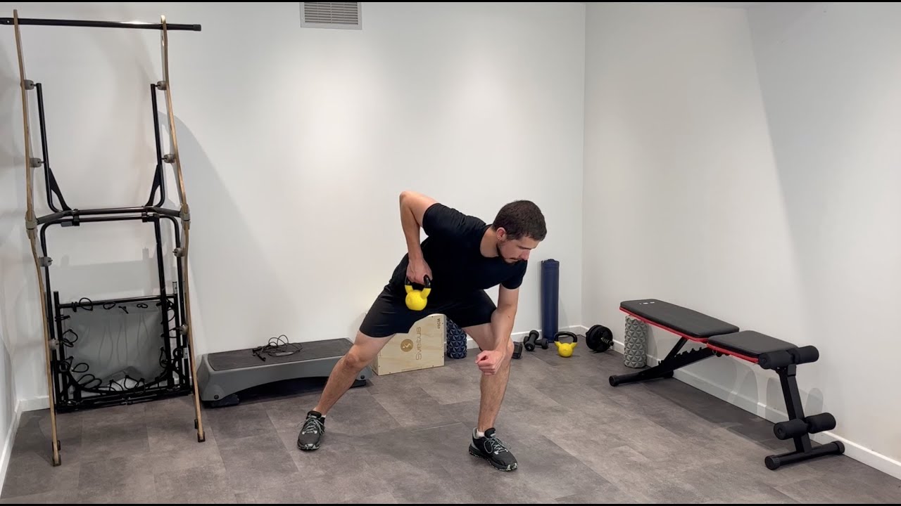 Rematore con kettlebell a un braccio con presa neutra