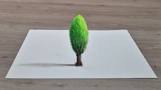 3d drawing easy tree on paper