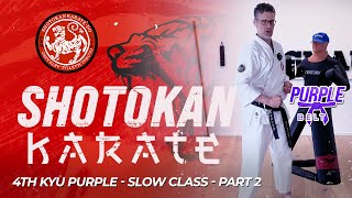 Shotokan Karate - 4th Kyu - Purple Belt - Slow Class (Part 2)