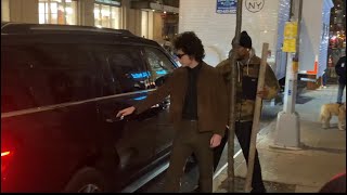 Timothee Chalamet on set of his New Movie Bob Dylan in New York City