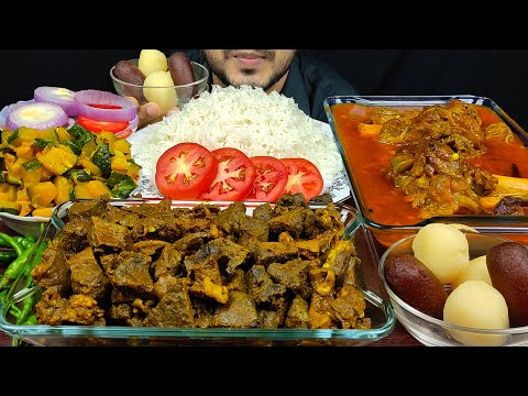 EATING NALLI/NIHARI, MASALA LUNGS, PUMPKIN FRY, SWEETS AND RICE | MUKBANG EATING SHOW | SOUNDS