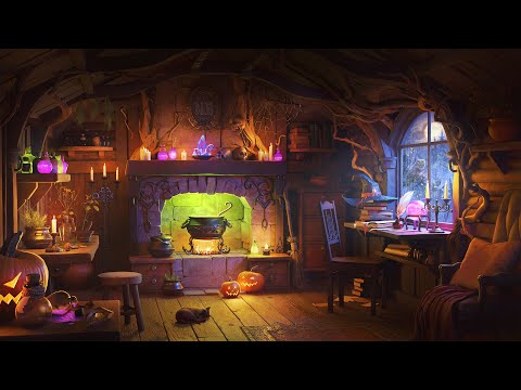 Witch Cabin in the Woods – Halloween Ambience with Rain, Thunder, and Spooky Forest Sounds