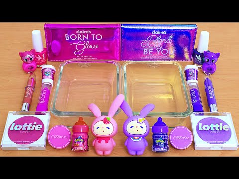 Pink vs Purple - Mixing Makeup Eyeshadow Into Slime ASMR