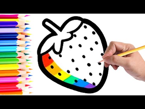 How to draw 🍓strawberry and Fork | Strawberry drawing, painting and Coloring for kids and toddlers