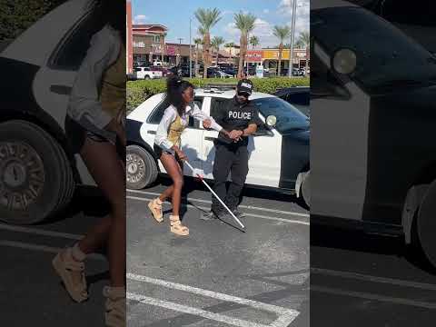 Blind woman gets into police car