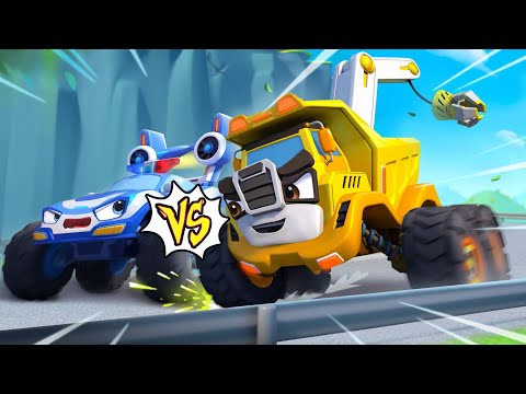 Construction Truck VS Police Car | Nursery Rhymes & Kids Songs | BabyBus - Cars World