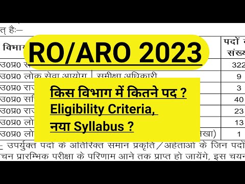 UPPSC RO ARO 2023 Notification | RO ARO 2023 Notification Eligibility Criteria,Syllabus