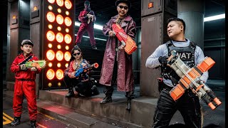 LTT Films : Silver Flash Team Chased by Tiger Mask Crime Gang – Epic Nerf Guns Battle!