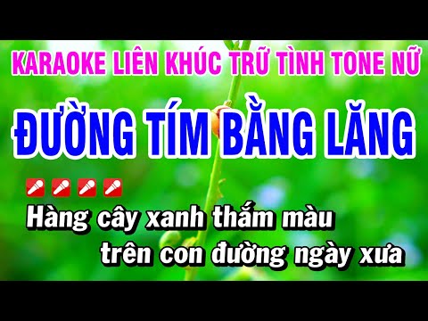 Karaoke Liên Khúc Trữ Tình Tone Nữ Nhạc Sống Dễ Hát – Đường Tím Bằng Lăng | Hoài Phong Organ