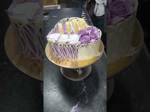 beautiful heart shape cake purple and white anniversary cake design #shortsfeed #heart #viral