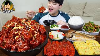 ASMR MUKBANG 집밥 직접 만든 매운 소갈비찜 고추김치 계란말이 먹방 & 레시피 Galbi-jjim Korean Home Meal EATING REAL SOUND!