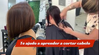 Apredendo a cortar cabelo -   corte reto com bico passo a passo