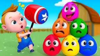 Learn Colors with SURPRISE EGGS | Red, Yellow, Green, Blue | Super Sumo Nursery Rhymes & Kids Songs