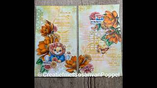 Art journal pagina's met de ingekleurde magnolia's (27-4)