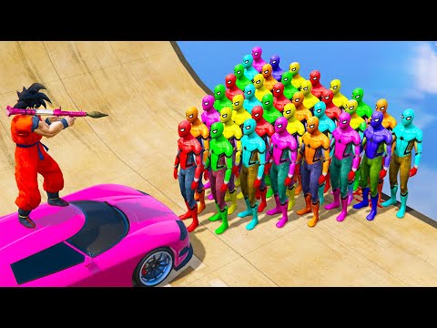 GTA 5 Water Ragdolls RED SPIDERMAN VS GOKU (Euphoria Physics, Ragdolls Fails and Funny Moments)