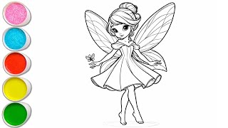 Cute Fairy Girl Drawing for kids, Painting & Coloring for kids, Toddlers | Let's Draw Together