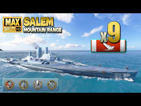 Cruiser Salem  9 ships destroyed on map Mountain Range   World of Warships