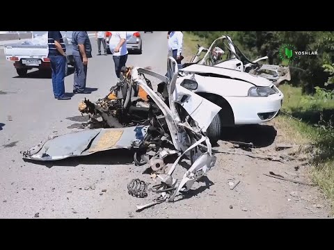 Yurib ketayotgan avtomobilning gaz balloni portlab ketdi (Jizzax)