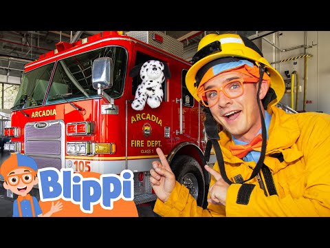 Blippi Rides a Firetruck! 🚒 - Blippi's Vroom Vroom Vehicle Show | Educational Videos for Kids