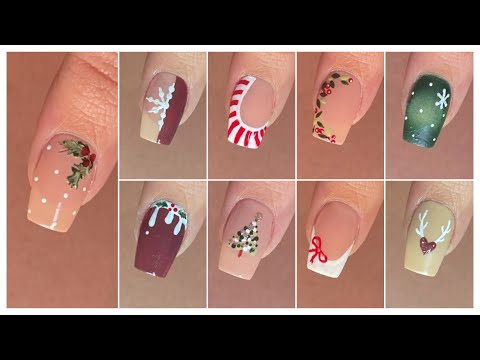 10 Easy and simple Christmas nail art designs ideas || Nail art for beginners