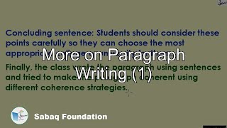 More on Paragraph Writing (1)
