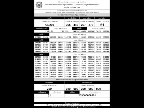 ใบตรวจหวย เรียงเบอร์ 2/01/68 ตรวจหวย ตรวจผลสลากกินแบ่งรัฐบาล งวด 2 มกราคม 2568 ทุกรางวัล