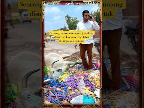 KEBAIKAN HATI PEMUDA KEPADA SEEKOR SAPI YANG TERGELETAK #kebaikan #baikhati #pemudabaik #sapi