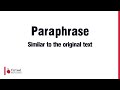 Research Skills: Paraphrasing Techniques
