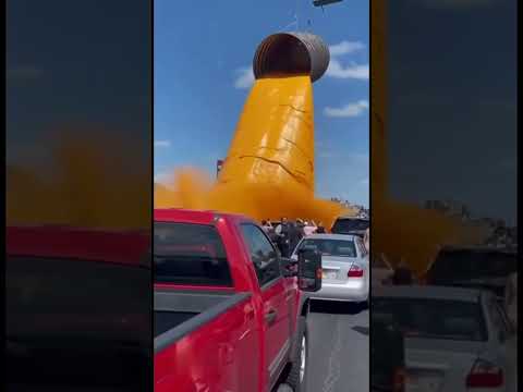 A helicopter spilled nacho cheese over Highway 76 in Branson.
