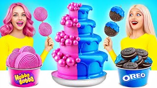 Tantangan Menghias Kue Pink VS Biru | Momen Lucu dengan Hanya 1 Warna Makanan oleh X-Challenge