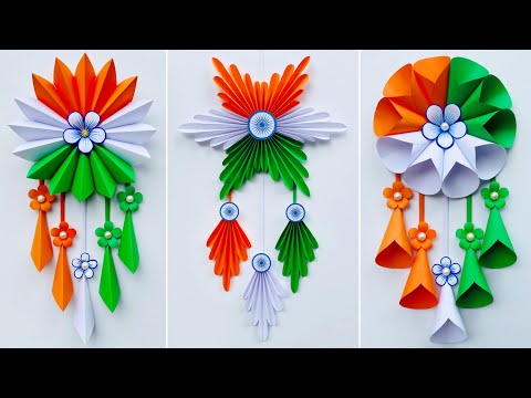 3 Beautiful Independence Day Wallhanging Craft / Tricolor wall decoration ideas / 15th August craft