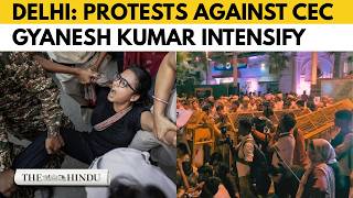 YouTube video thumbnail: Protests Against CEC Gyanesh Kumar Continue in Delhi; Neha Bora, Aisa Members Take to Streets