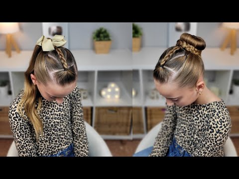 "DOS Peinados Fáciles y Elegantes para Niñas con moño y coleta | Easy Braided Hairstyles tutorial