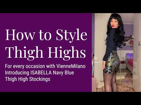 How to Wear Sheer Navy Blue Thigh High Stockings