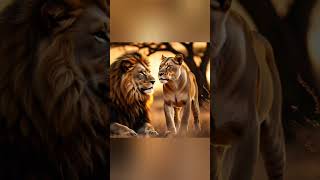 "A Royal Love Story in the Wild!🤍"#lion#animals#animation#edit#facts#lovestory#marriage#cute