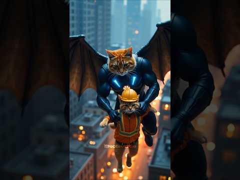 القط مياو اتحول لبطل خارق ...وانقذ القط من السقوط.  #animation #ai #cat #cartoon
