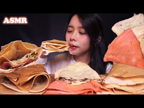 ASMR Sweet & Savory CREPES (Spicy Tuna, 🍓🧀, Spicy Smoked Beef Cheese, Ovomaltine 🍫🧀) | Eating Sounds