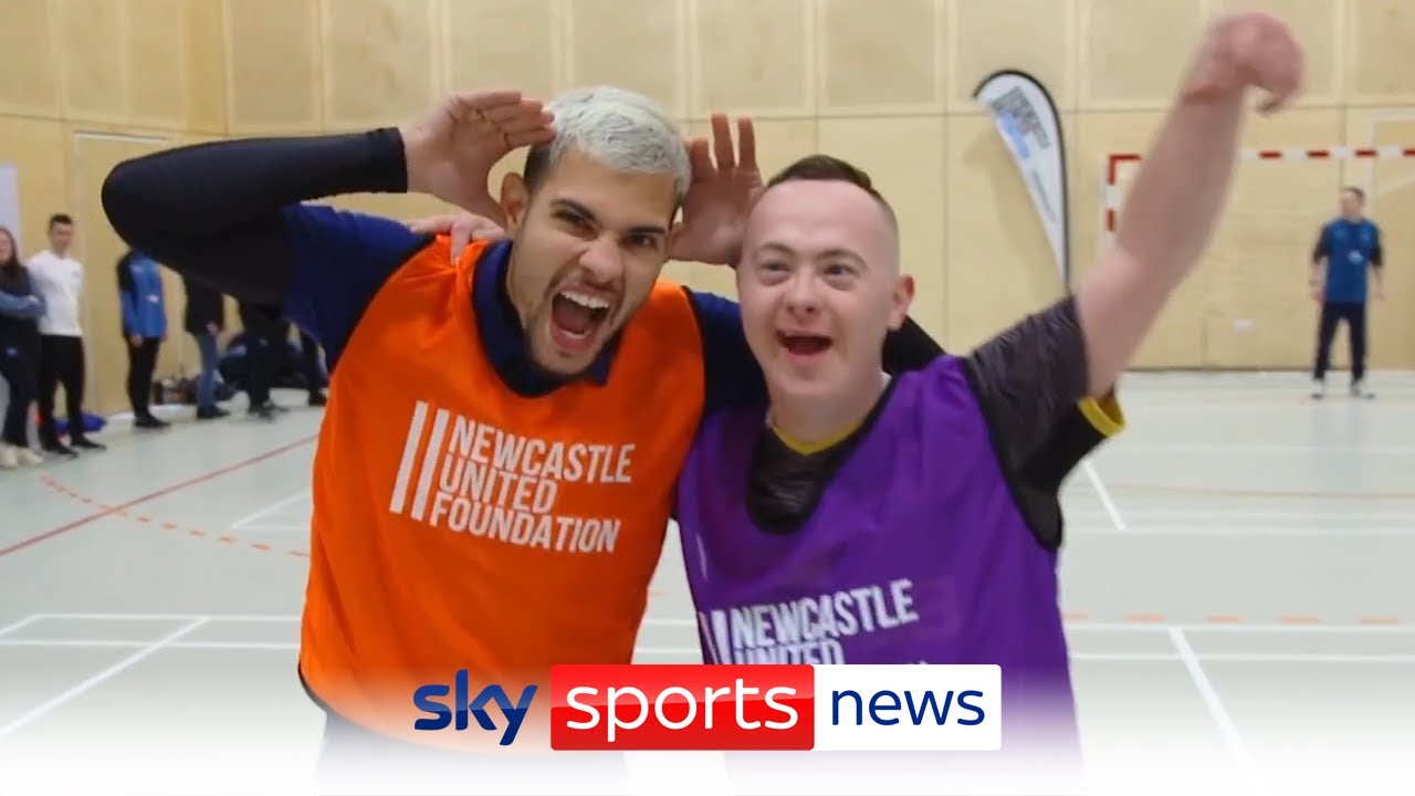 Bruno Guimaraes visits the Newcastle United Foundation for World Down Syndrome Day