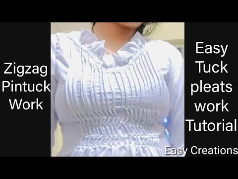 ✨Plain White कपड़े से बनाएं डिज़ाइनर ड्रेस, how to make zigzag tuck pleats , cutting and stitching ✨