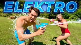 Wer mehr in Wasserschlacht trifft bekommt die bessere WASSERPISTOLE!