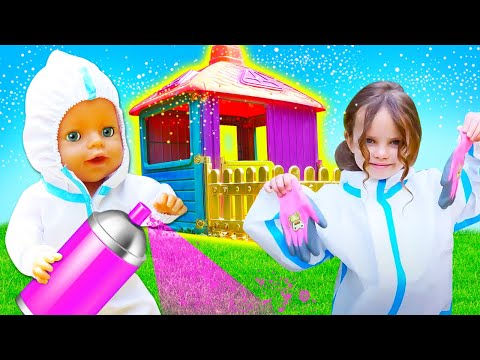 👸 Maya et Lina peignent une maison de princesses ! Jouons avec Baby Born