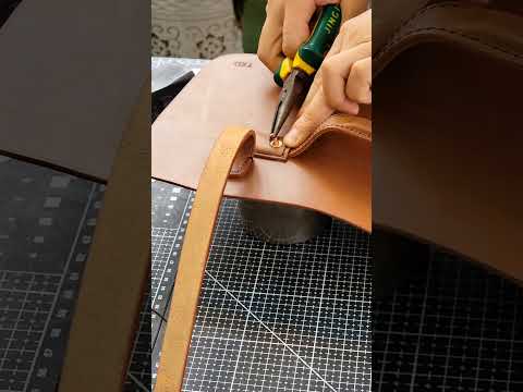 How to install copper rivets#shorts #bagmaking  #bag #leather